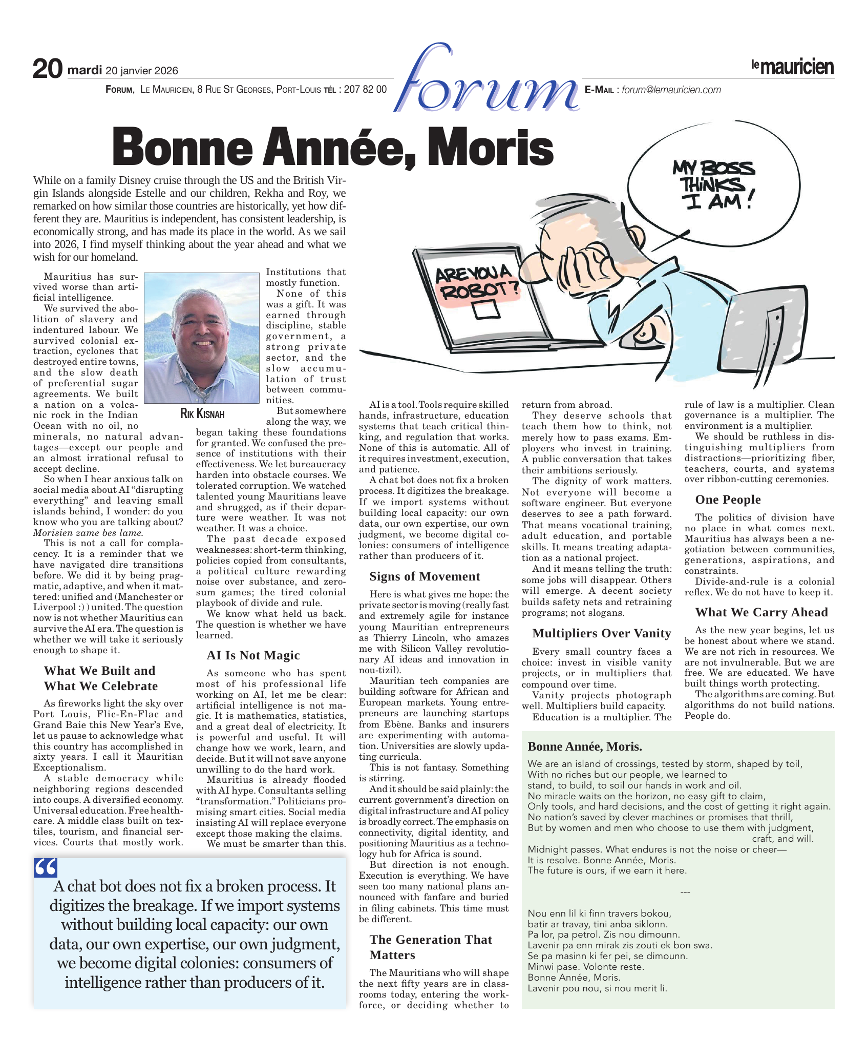 Bonne Année, Moris