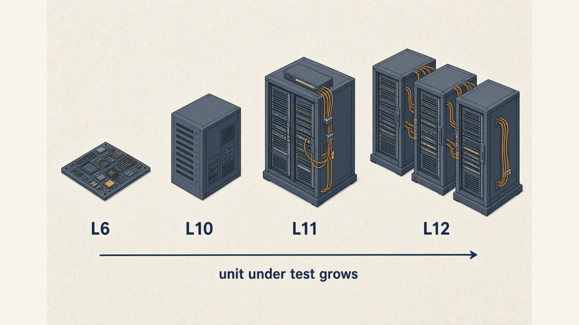 Figure 2: From L6 to L12, the unit under test grows